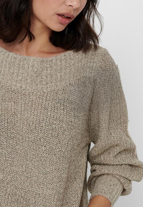 Jacqueline de Yong - Whitney megan long sleeve boatneck pullover knit - neutral