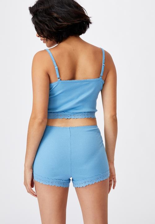 Cotton On - Rib lace sleep cami - blue