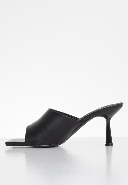 Missguided - Square toe low heel mule - black