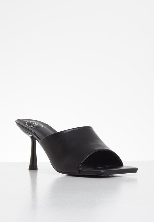Missguided - Square toe low heel mule - black