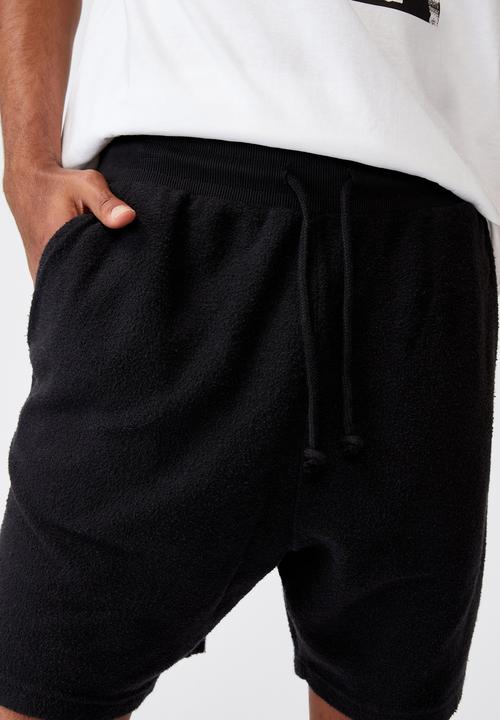Factorie - Reverse fleece track short - black