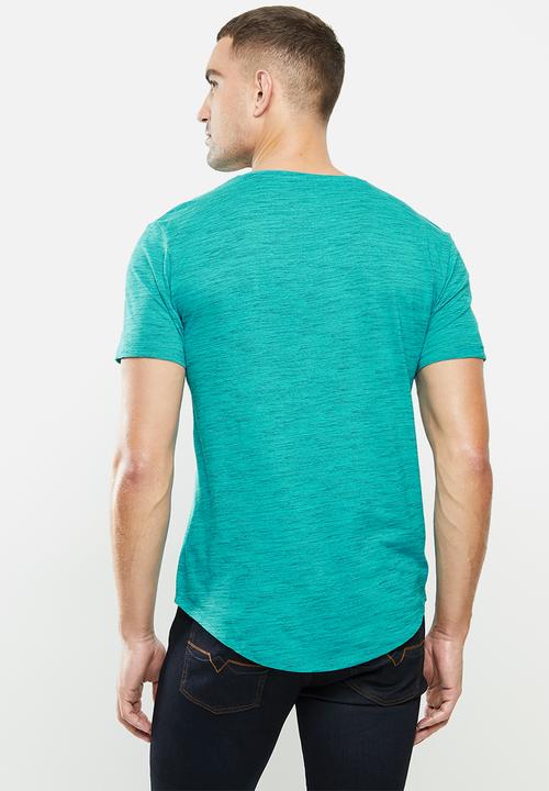 POLO - Mens oliver short sleeve v-neck space dye - teal