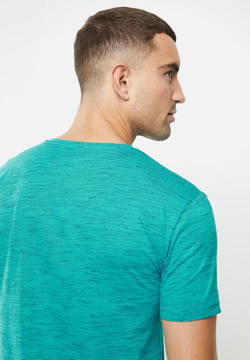 POLO - Mens oliver short sleeve v-neck space dye - teal