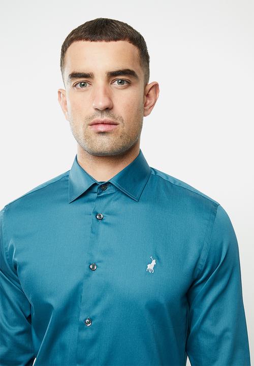 POLO - Mens greig ls shirt - blue