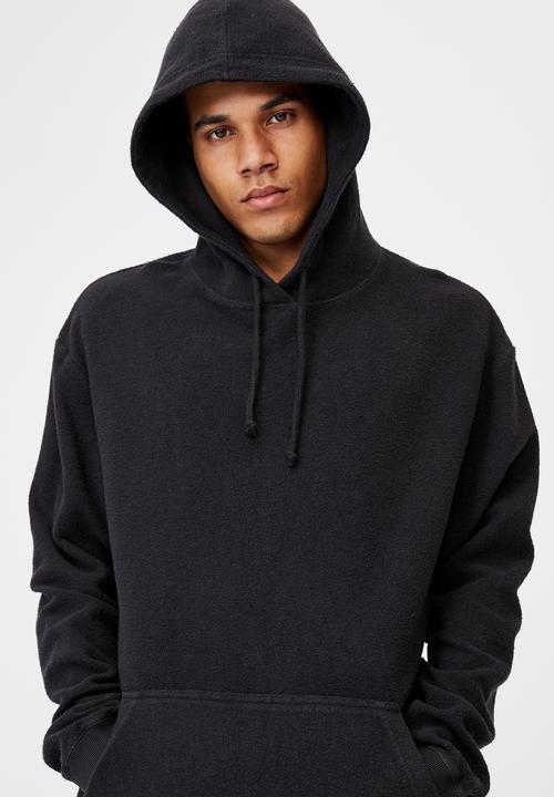Factorie - Reverse fleece hoodie - washed black