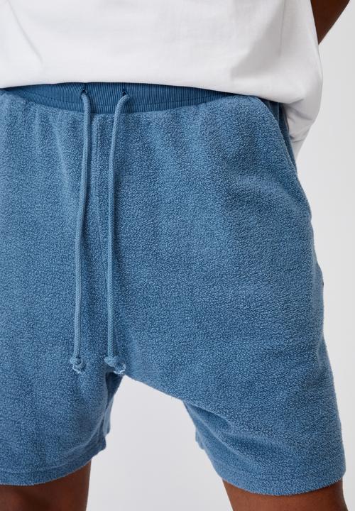 Factorie - Reverse fleece track short - washed chalk blue