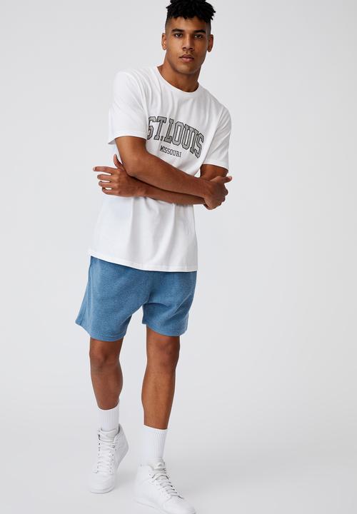 Factorie - Reverse fleece track short - washed chalk blue