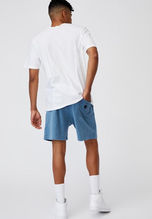 Factorie - Reverse fleece track short - washed chalk blue