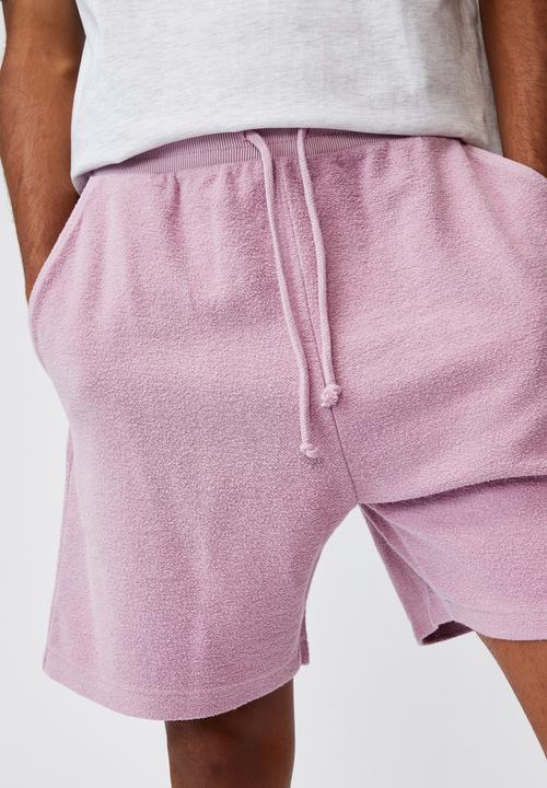 Factorie - Reverse fleece track short - washed fuschia