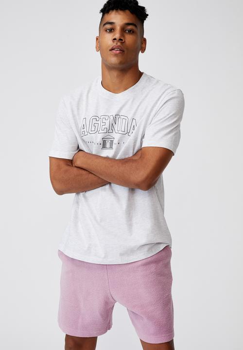 Factorie - Reverse fleece track short - washed fuschia