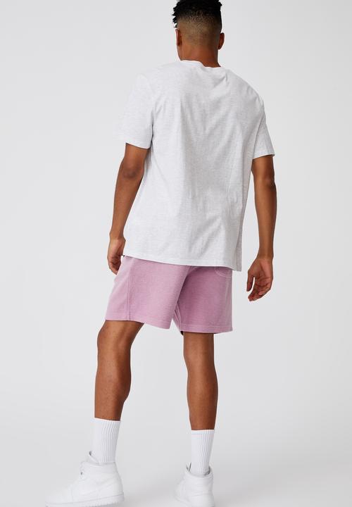 Factorie - Reverse fleece track short - washed fuschia