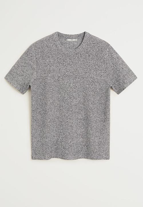 MANGO - Flecked linen-blend T-shirt grey