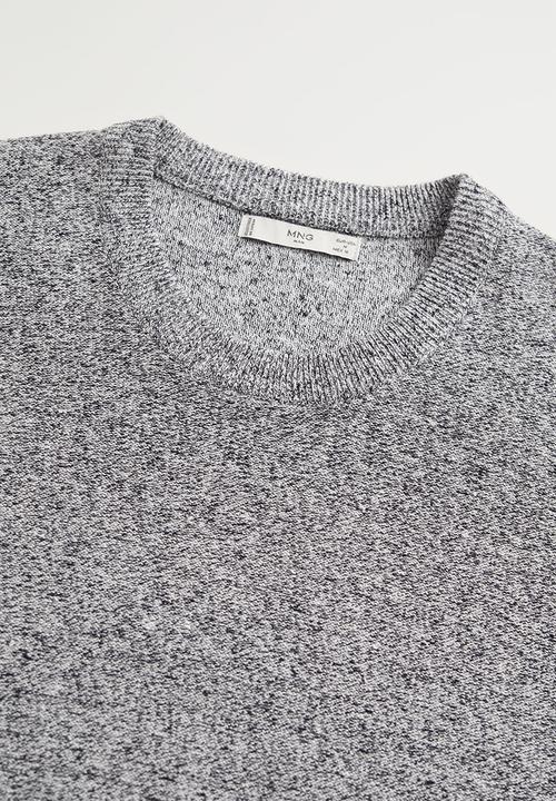 MANGO - Flecked linen-blend T-shirt grey