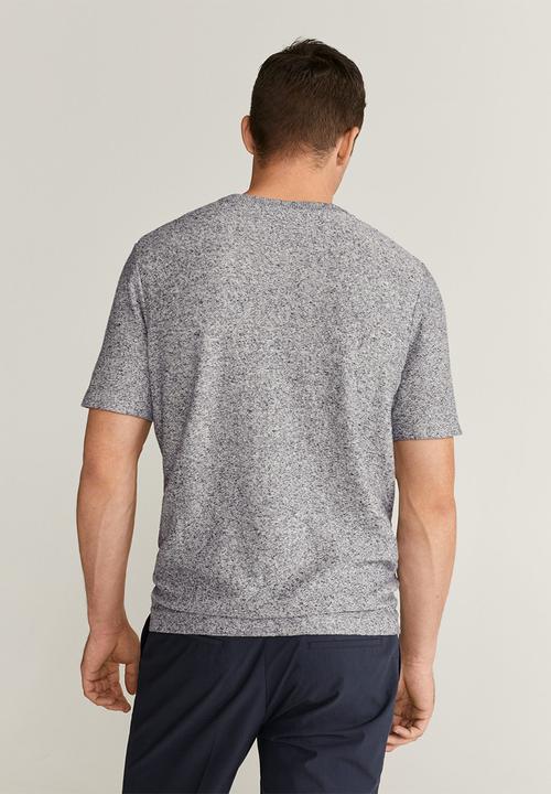 MANGO - Flecked linen-blend T-shirt grey