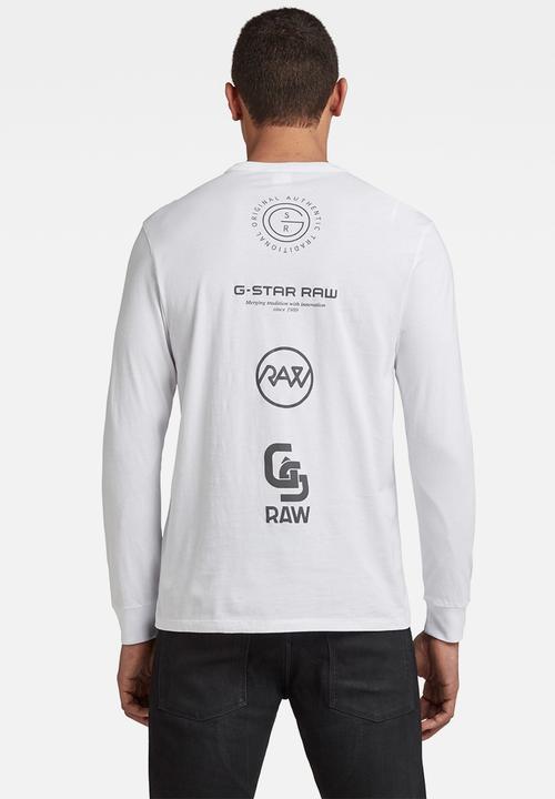 G-STAR - G-star reflective multi graphic r l\s tee - white