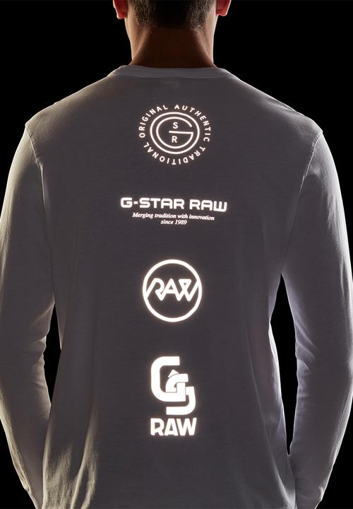 G-STAR - G-star reflective multi graphic r l\s tee - white