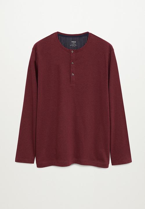 MANGO - Pistripe pijama pack - navy & burgundy