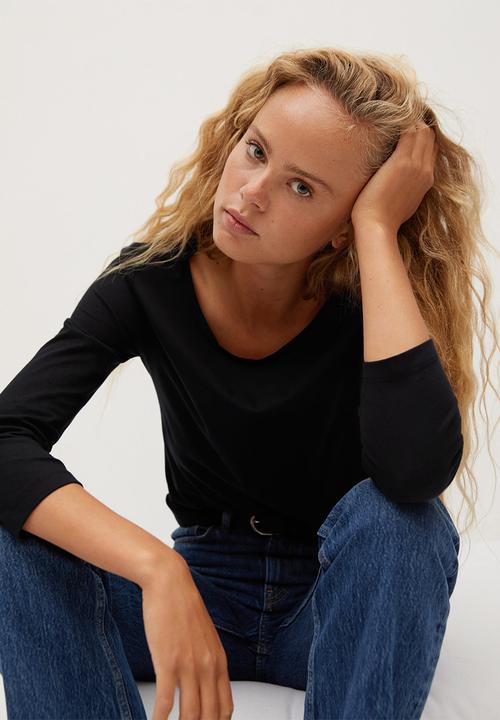 MANGO - T-shirt saco - black