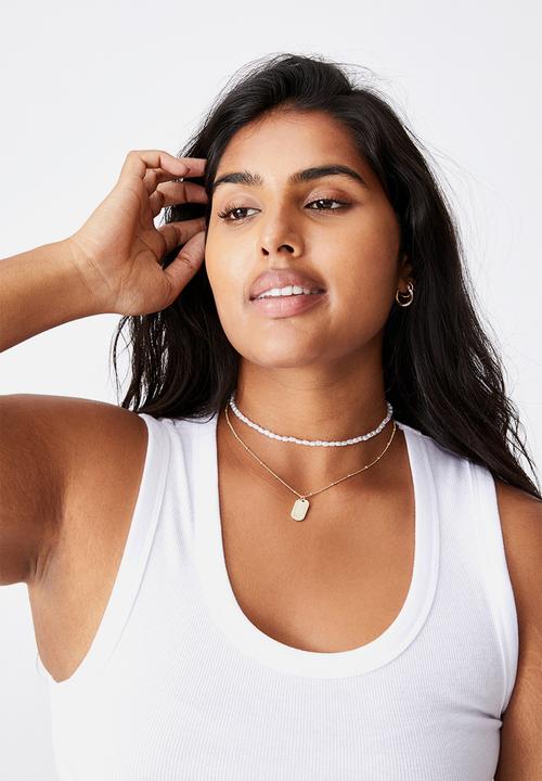 Rubi - Keepsake 2 pack necklace set - pearl & tag gold