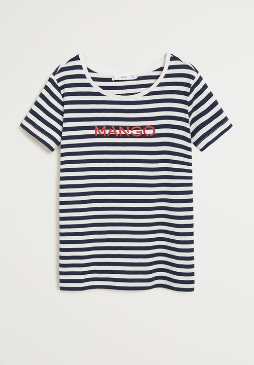 MANGO - T-shirt carmiseta - white & black