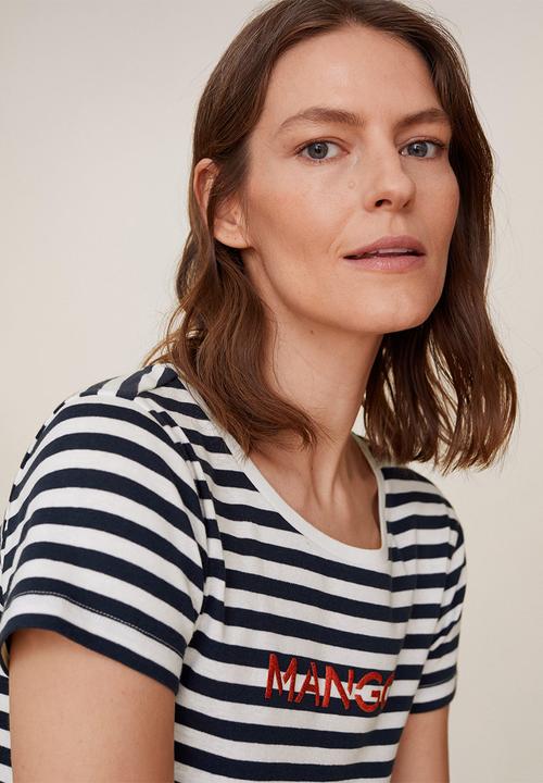 MANGO - T-shirt carmiseta - white & black