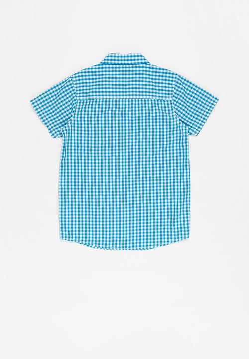 MINOTI - Checkered shirt - blue & white 
