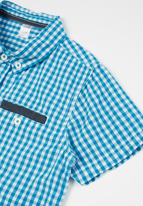 MINOTI - Checkered shirt - blue & white 