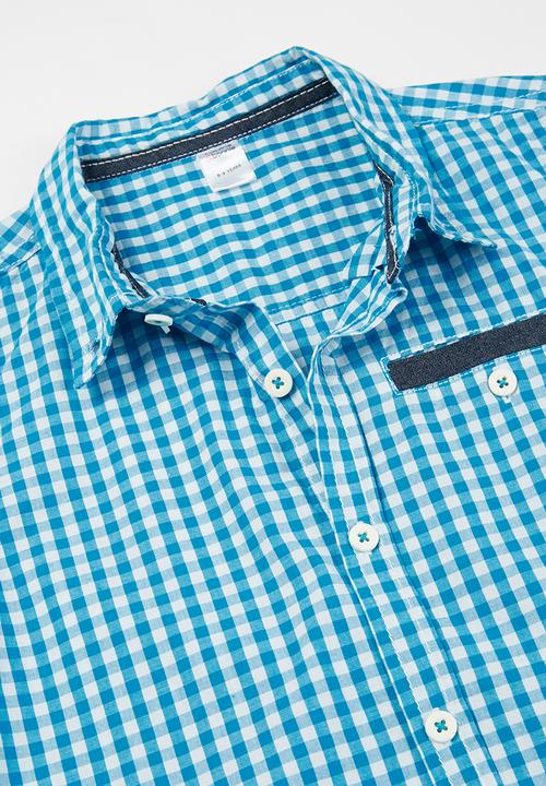MINOTI - Checkered shirt - blue & white 