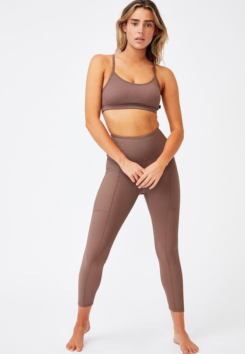 Cotton On - Workout yoga crop - raw umber rib