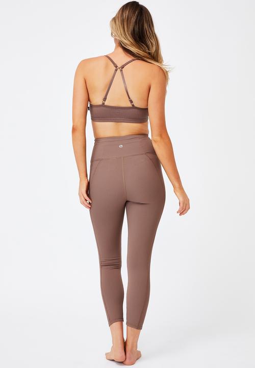 Cotton On - Workout yoga crop - raw umber rib