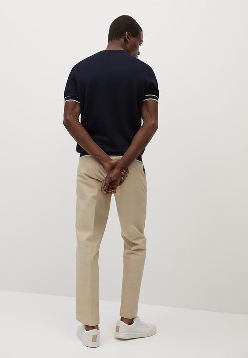 MANGO - Textured knit t-shirt- navy