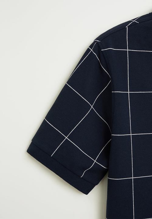 MANGO - Check polo shirt - navy & white