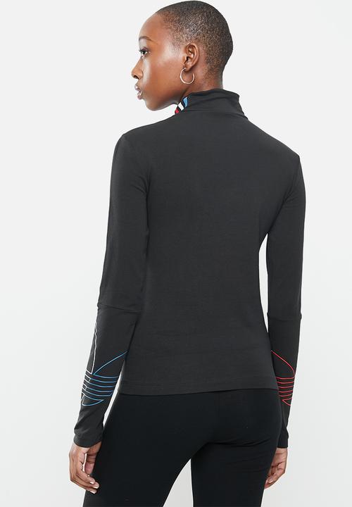 adidas Originals - Polo neck fitted long sleeve tee - black