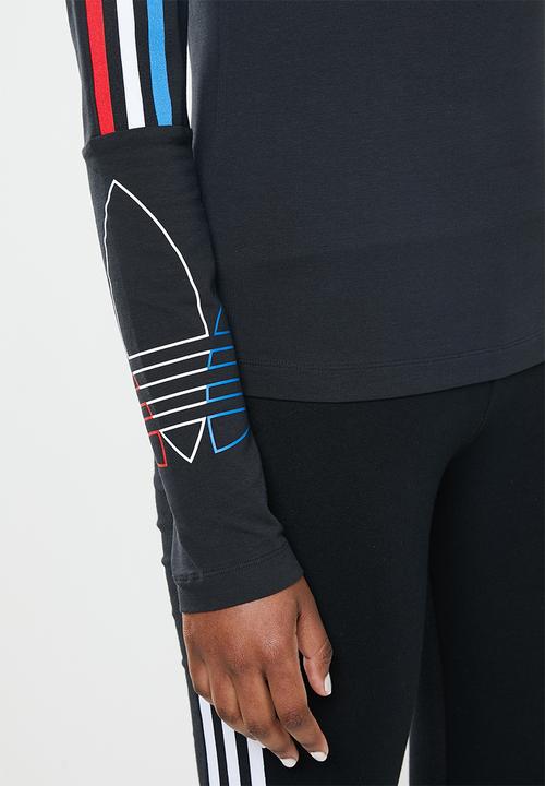 adidas Originals - Polo neck fitted long sleeve tee - black