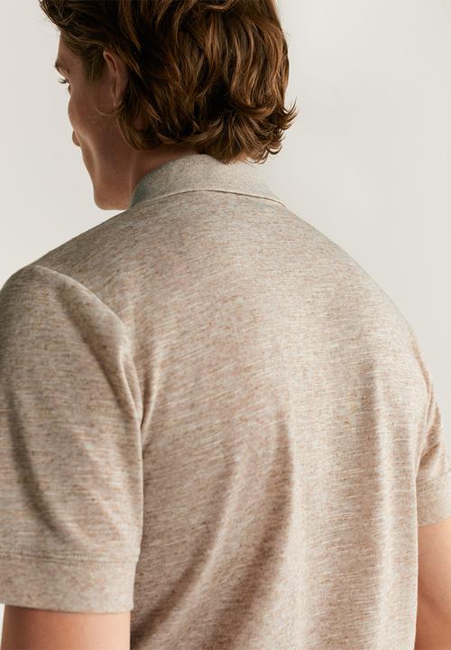 MANGO - Crochet polo shirt - beige