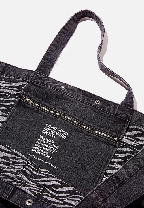 Rubi - Denim dreaming tote - black