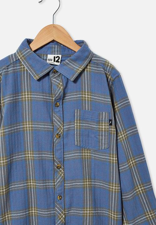 Free by Cotton On - Rocky long sleeve shirt - blue plaid check