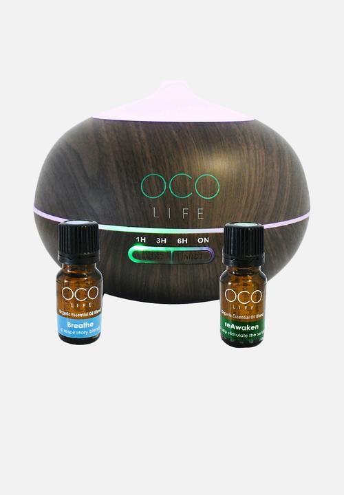 OCO Life  - The Zen - Dark Wood Diffuser with 2 Oils Breathe &  Reawaken