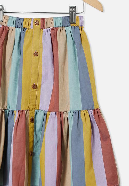 Cotton On - Adele skirt - autumn rainbow stripe