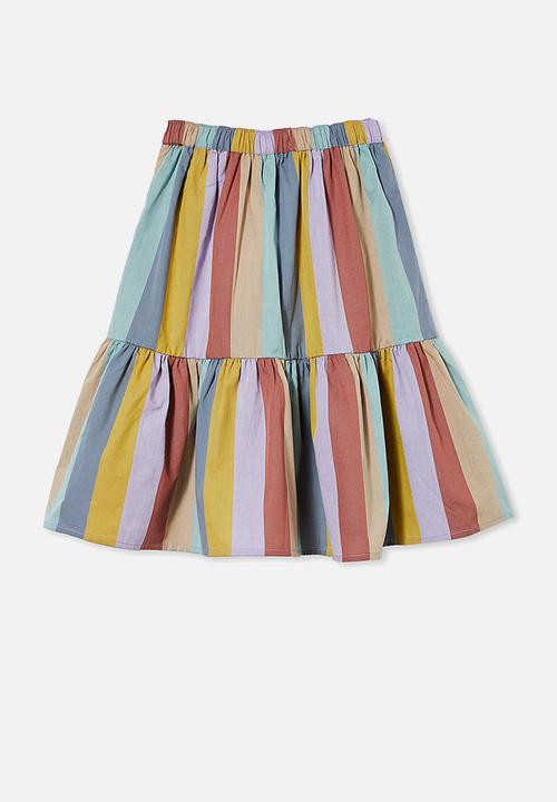 Cotton On - Adele skirt - autumn rainbow stripe