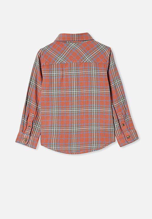 Cotton On - Rugged long sleeve shirt - amber brown plaid check