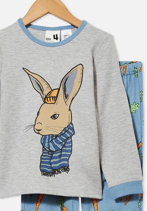 Cotton On - Noah long sleeve pyjama set - cool bunny & summer grey marle