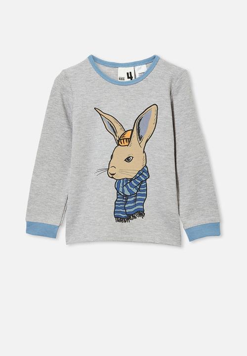 Cotton On - Noah long sleeve pyjama set - cool bunny & summer grey marle