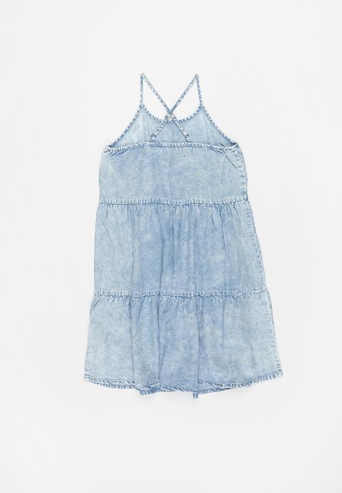 KIDS ONLY - Carly light acid wash denim dress - blue
