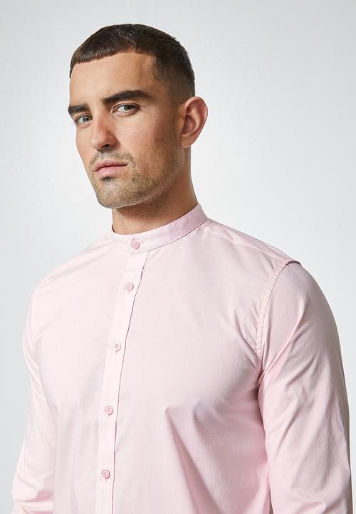 Superbalist - Wu slim strech mandarin shirt - light pink