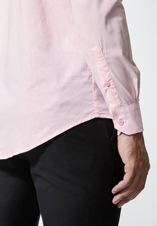 Superbalist - Wu slim strech mandarin shirt - light pink