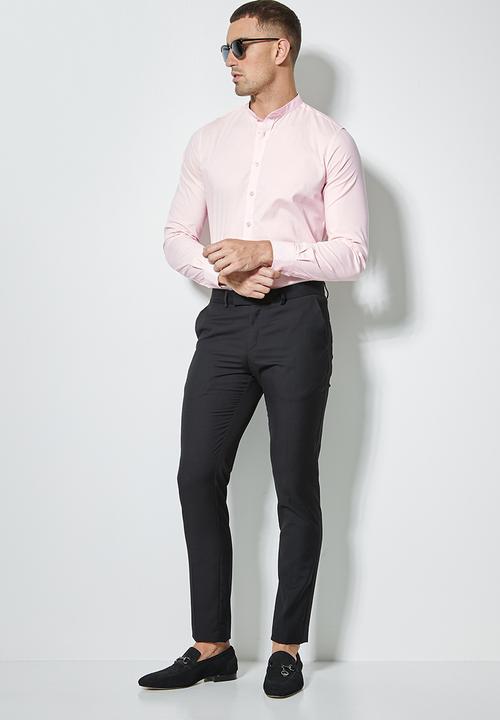 Superbalist - Wu slim strech mandarin shirt - light pink