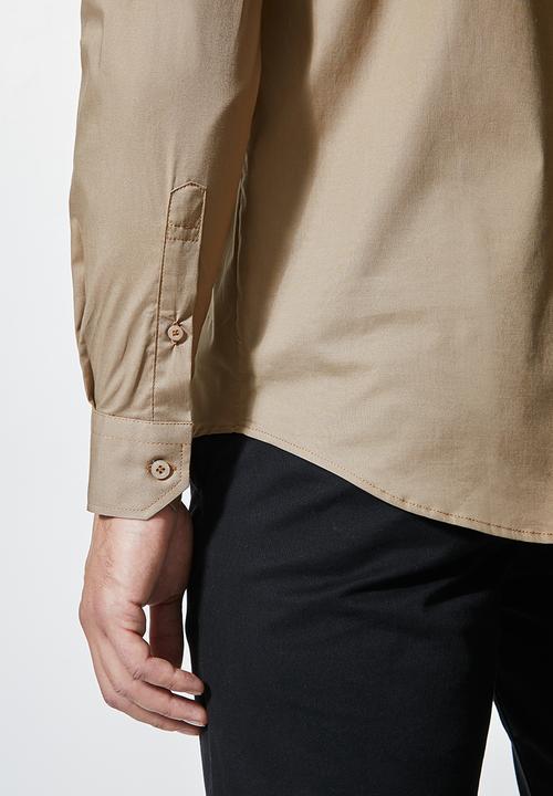 Superbalist - Jos slim fit long sleeve shirt - taupe 