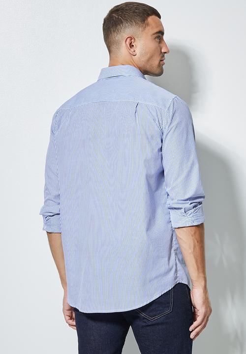 Superbalist - Barber regular fit stripe shirt - blue & white 
