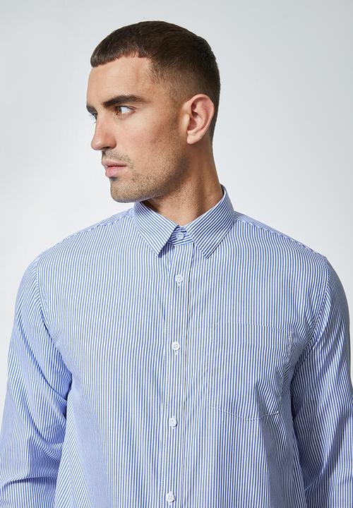 Superbalist - Barber regular fit stripe shirt - blue & white 